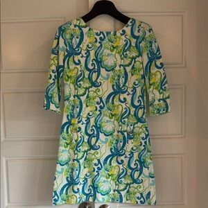 Lilly Pulitzer Blue and Green Sheath Mini Dress